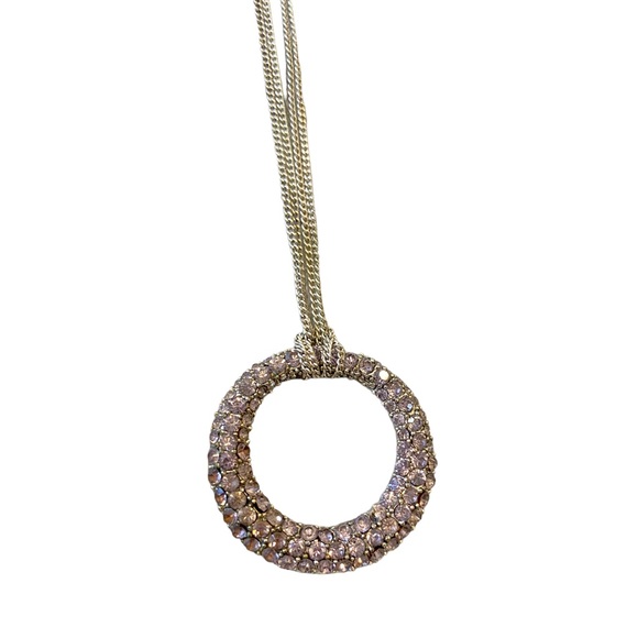 Lavender Pave Circle Necklace - Picture 2 of 3